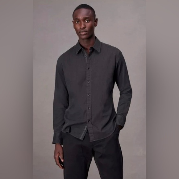 RAG & BONE FIT 2 TOMLIN COTTON SHIRT IN CHARCOAL GREY - Picture 1 of 14